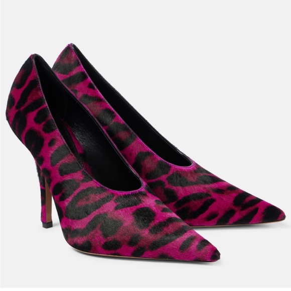 Paris Texas Jessica 105mm fuchsia and black leopard-print calf hair pumps - Picture 1 of 4